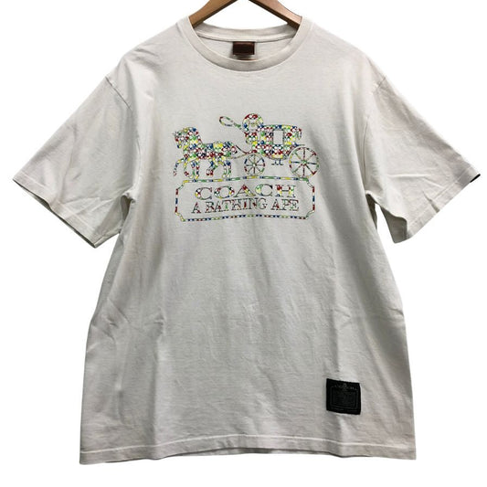 美品◆コーチ×アベイシングエイプ  半袖プリントTシャツ ホワイト サイズL メンズ COACH×A BATHING APE 【AFB46】