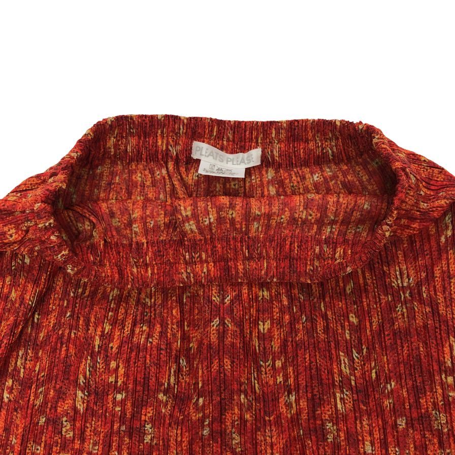 プリーツプリーズ イッセイミヤケ スカート 総柄 オレンジ系 レディース サイズ1 PP14-JG485 PLEATS PLEASE ISSEY MIYAKE【AFB34】