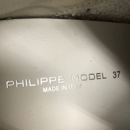 フィリップモデル スニーカー サイズ37 ホワイト系 レザー ブラック レディース PHILIPPE MODEL 約23.5cm【AFC34】