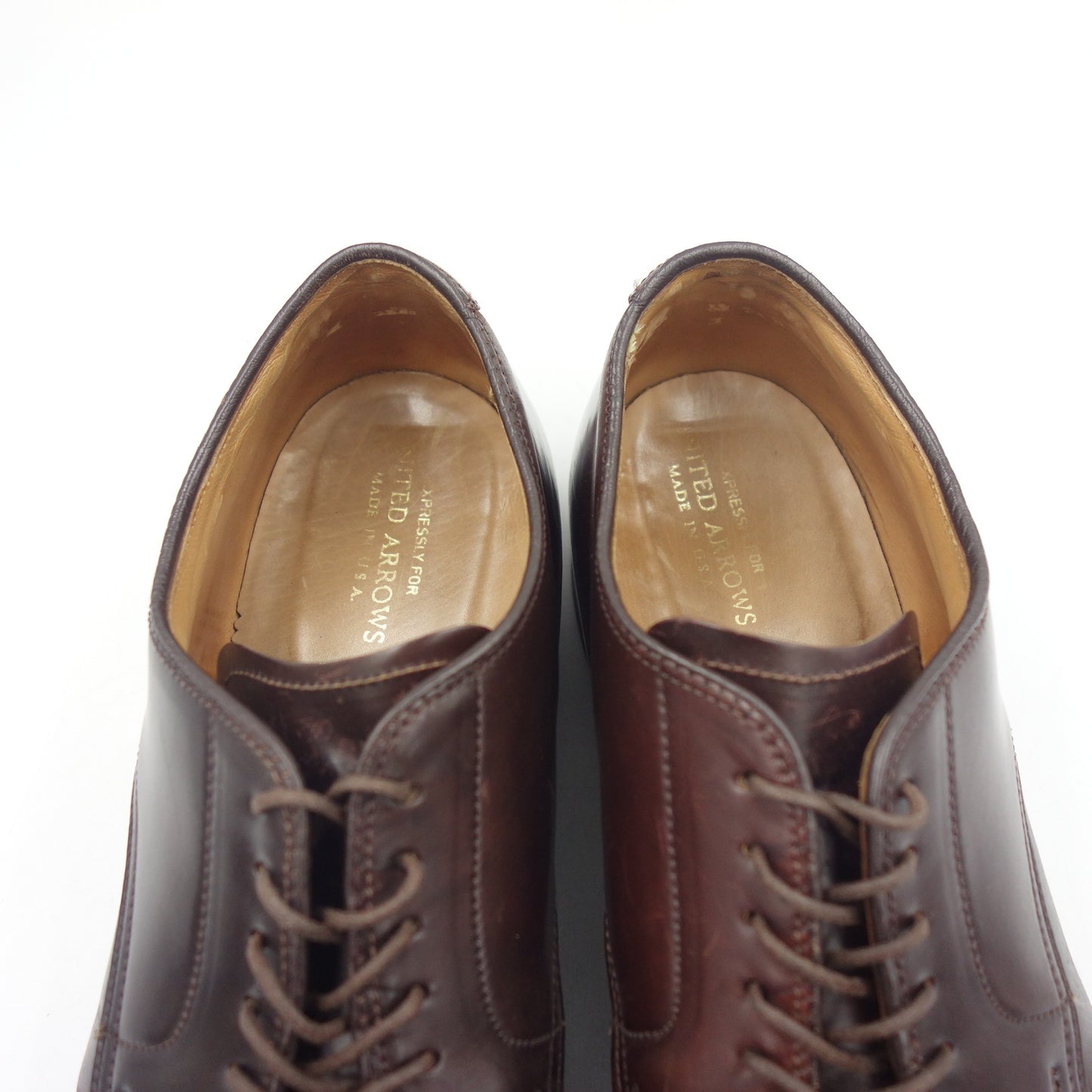 二手 ◆Alden UNITED ARROWS 定制皮鞋 5432 Cordovan V Chip 男士酒红色 US8.5D Alden UNITED ARROWS [LA] 