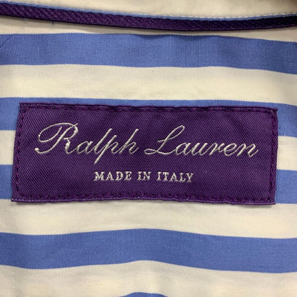 美品◆ラルフローレン シャツ パープルレーベル ロゴ刺繍 ストライプ コットン ブルー系 メンズ サイズ165/88A RALPH LAUREN 【AFB11】