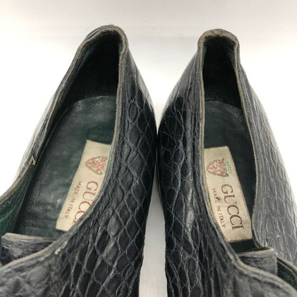 グッチ クロコ型押し プレーントゥ シューズ 1021 ブラック サイズ41 GUCCI 約26.0cm【AFC47】