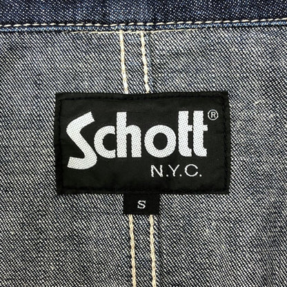 中古◆ショット デニムジャケット カバーオール コットン インディゴ ボタン メンズ サイズS ブルー SCHOTT 【AFB13】