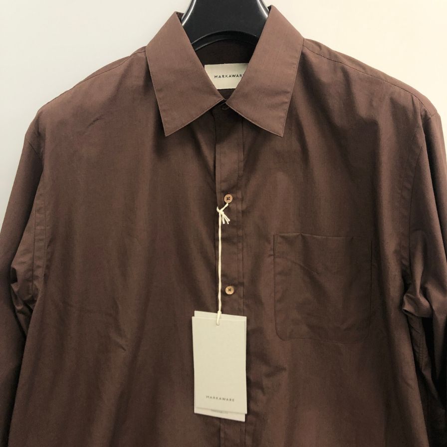極美品◆マーカウェア ドレスシャツ  A26B02SH01C ブラウン メンズ サイズ2 MARKAWARE 【AFB15】