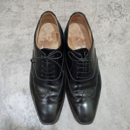 エンツォボナフェ レザーシューズ ウイングチップ カーフ ブラック サイズUK7 Enzo Bonafe ビジネスシューズ 約25.5cm【LA】【中古】