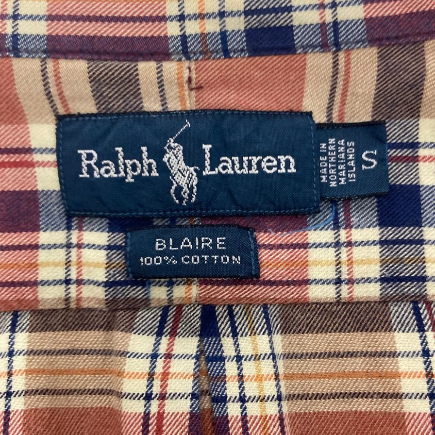 美品◆ラルフローレン ボタンダウンシャツ 90S チェック ブラウン系 メンズ サイズS Polo Ralph Lauren 【AFB9】
