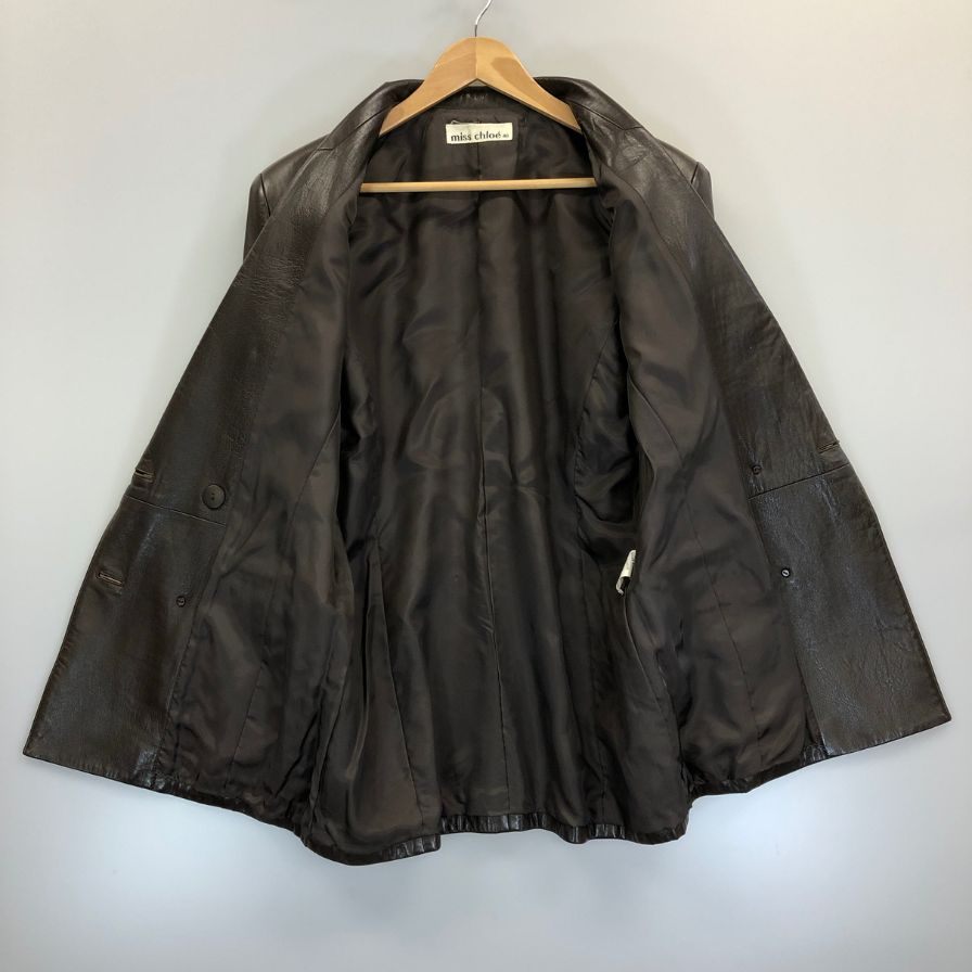 美品◆ミス クロエ テーラードジャケット 羊革 レザー ブラウン サイズ40 miss chloe 【AFA4】