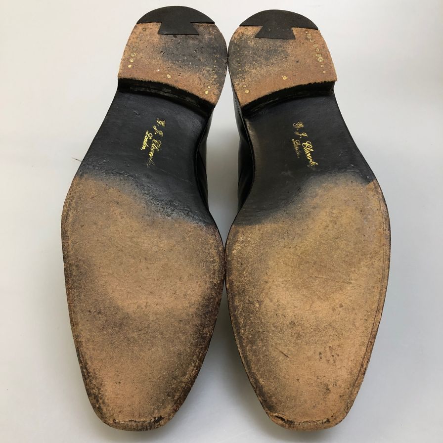 ジョージ クレバリー レザシューズ キャップトゥ 8401L-12 メンズ サイズ8E ブラック George Cleverley 約27.0cm【AFD9-2】