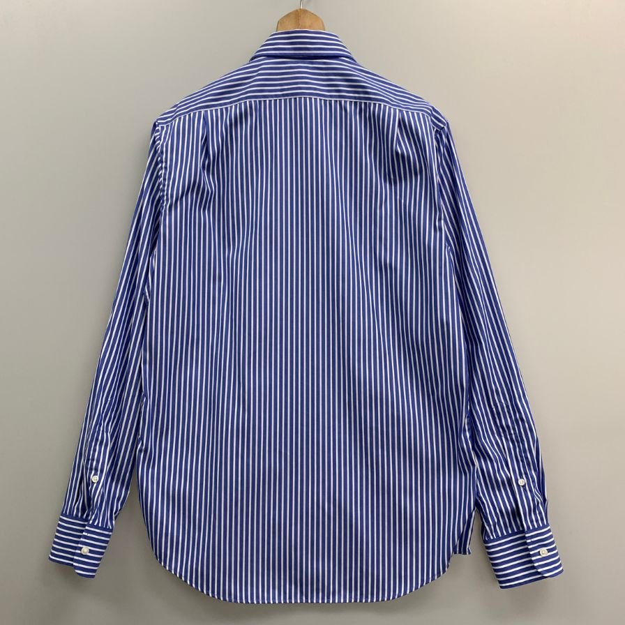 美品◆ラルフローレン シャツ パープルレーベル 2ポケット ストライプ コットン ブルー系 メンズ サイズ175/96A RALPH LAUREN 【AFB11】