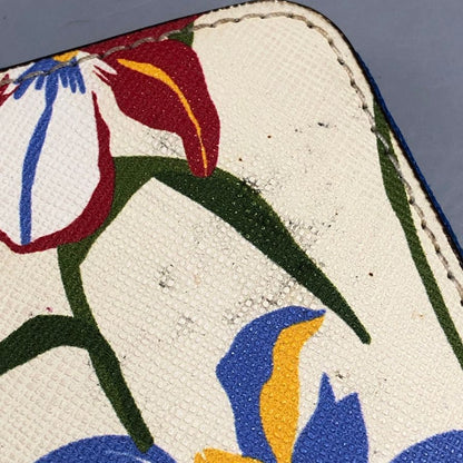 トリーバーチ コインケース 花柄 ラウンドファスナー レザー ベージュ系 レディース TORY BURCH【AFB50】【中古】