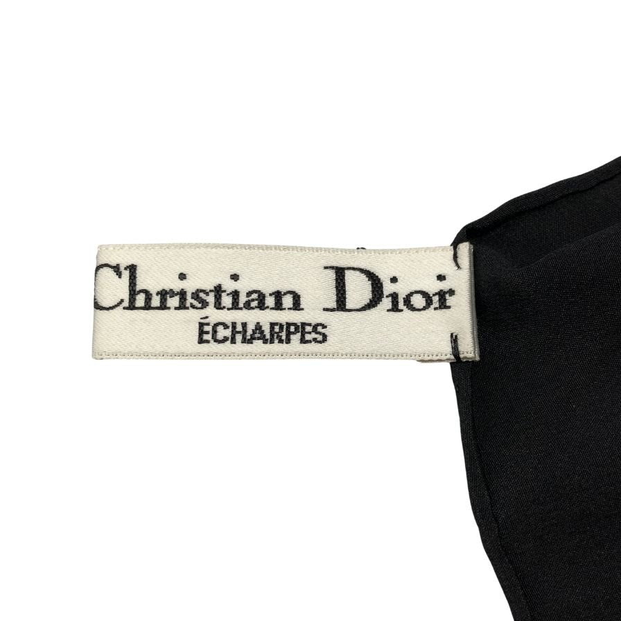 クリスチャンディオール スカーフ 大判 シルク スカーフ 花柄 フラワー ブラック ブルー Christian Dior【AFI18】