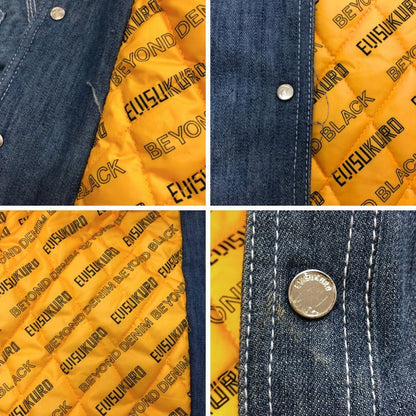 美品◆エヴィス デニムジャケット 中綿 ブルー 裏地ロゴ メンズ サイズXXL EVISU 【AFB56】