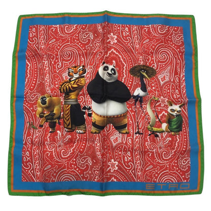 エトロ スカーフ ハンカチ カンフーパンダ レッド系 ETRO【AFI10】