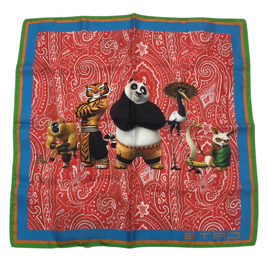 エトロ スカーフ ハンカチ カンフーパンダ レッド系 ETRO【AFI10】