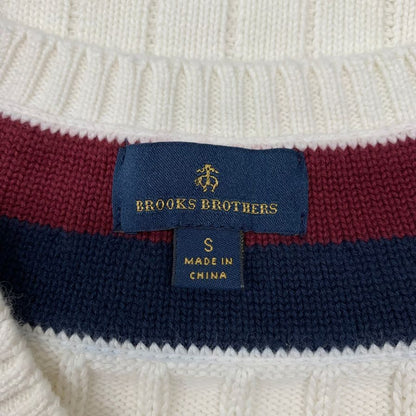 美品◆ブルックスブラザーズ Vネックテニスセーター スーピマコットン ケーブル マルチカラー メンズ サイズS Brooks Brothers 【AFB21】