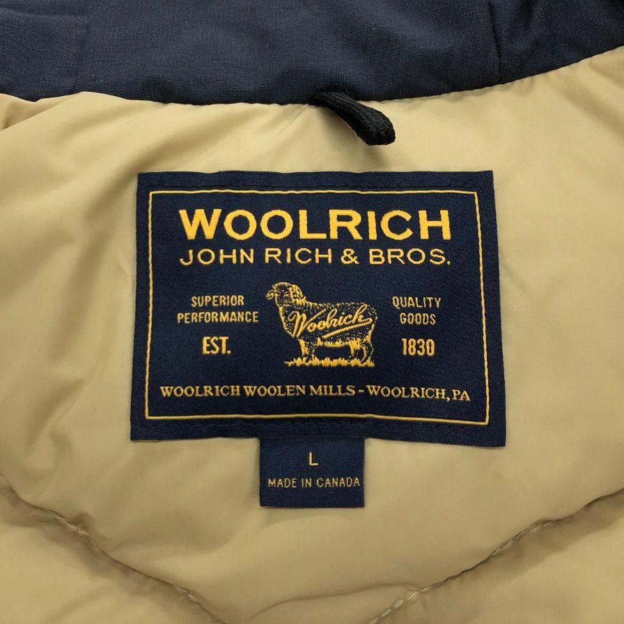 中古◆ウールリッチ ダウンジャケット アークティックパーカー コヨーテファー ネイビー サイズL WOOLRICH 【AFA11】