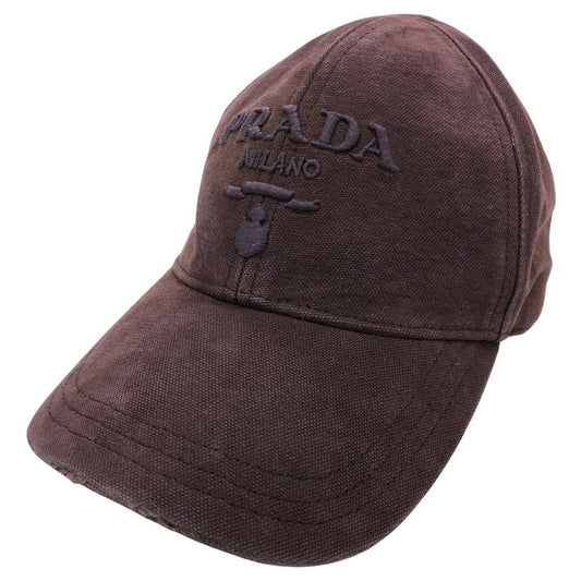 プラダ キャンバス ロゴキャップ バーガンディ サイズS ユニセックス PRADA【AFI19-2】
