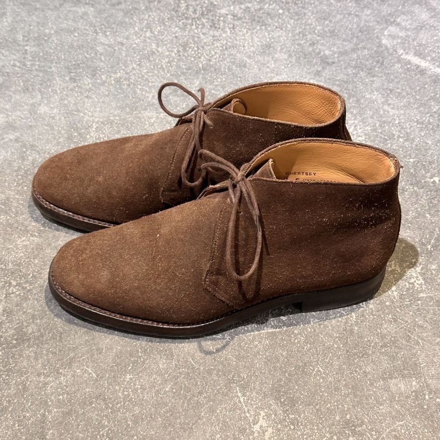 クロケット&ジョーンズ レザーシューズ チャッカブーツ チャートシー スエード ブラウン サイズUK7E CROCKETT&JONES CHERTSEY ブーツ 約25.5cm【LA】【中古】
