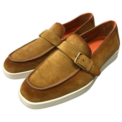 サントーニ ローファ― 18036 ベルトデザイン スエード ブラウン サイズUK6 メンズ SANTONI 約24.5cm【AFC4】