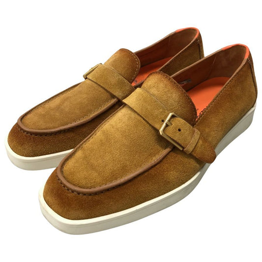 サントーニ ローファ― 18036 ベルトデザイン スエード ブラウン サイズUK6 メンズ SANTONI 約24.5cm【AFC4】