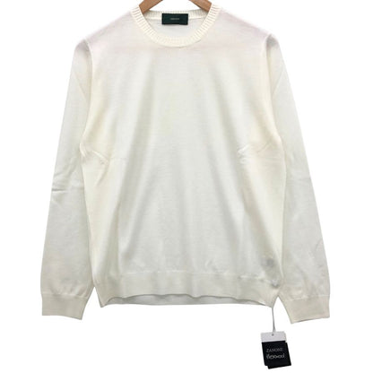 美品◆ザノーネ  クルーネック ニット ウール アイボリー サイズ46 メンズ ZANONE 【AFB7】