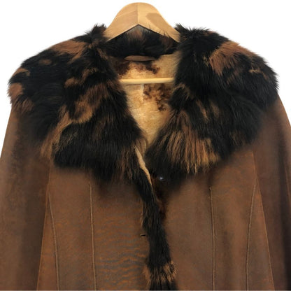 美品◆ローゼンバーグ&レンハート ムートンジャケット ラムスキン ブルーフォックスファー レディース サイズ38 ROSENBERG&LENHART 【AFA10】