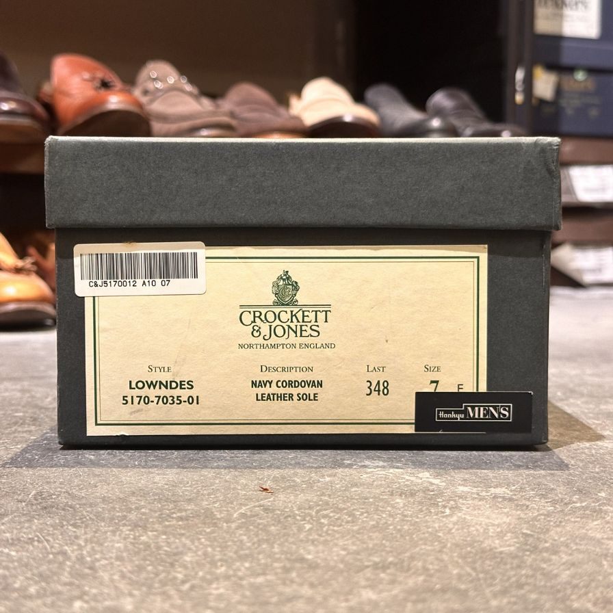 クロケット&ジョーンズ レザーシューズ LOWNDES ダブルモンク コードバン ネイビー  348ラスト サイズUK7E CROCKETT&JONES ビジネスシューズ 約25.5cm【LA】【中古】