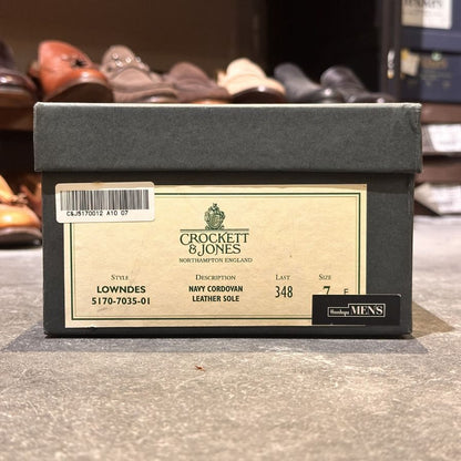 クロケット&ジョーンズ レザーシューズ LOWNDES ダブルモンク コードバン ネイビー  348ラスト サイズUK7E CROCKETT&JONES ビジネスシューズ 約25.5cm【LA】【中古】