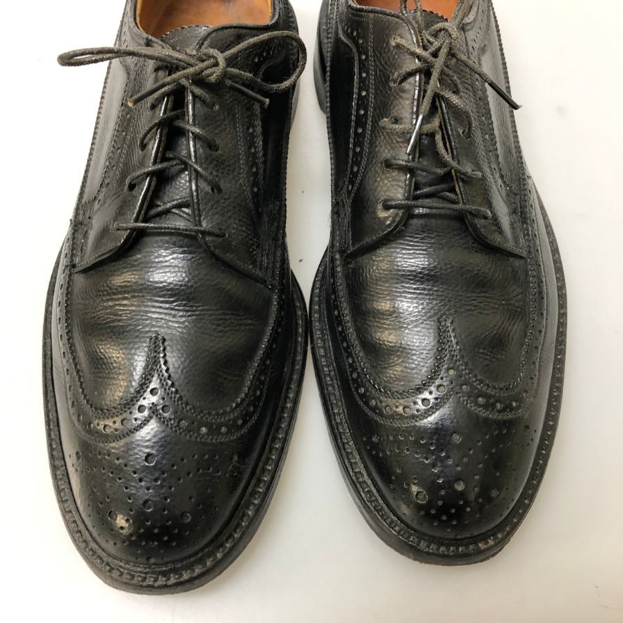 フローシャイム レザーシューズ ウイングチップ グレインレザー ブラック メンズ サイズUS9C FLORSHEIM 約27.0cm【AFD1】