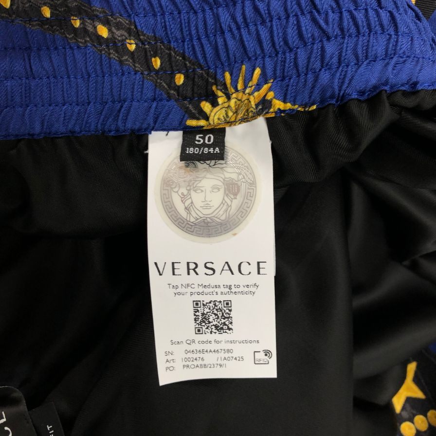 ヴェルサーチ ショートパンツ プリント 総柄 シルク メンズ サイズ50 VERSACE 【AFB34】