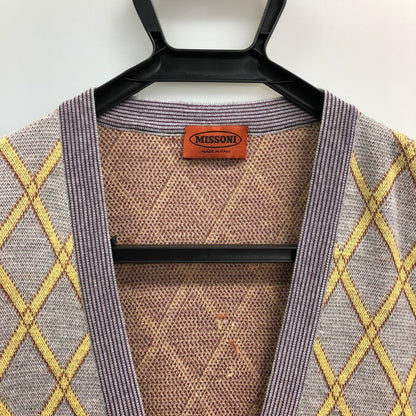 美品◆ミッソーニ カーディガン 総柄 グレー メンズ サイズ52 MISSONI 【AFB12】