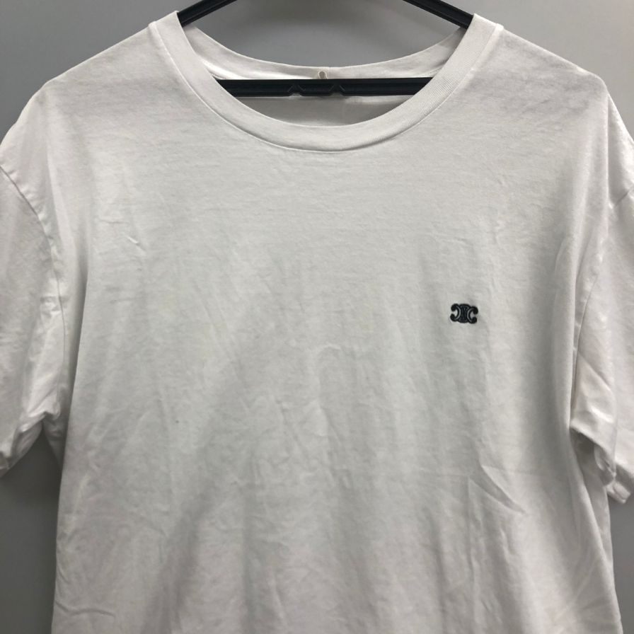 中古◆セリーヌ 半袖Tシャツ エディ期 トリオンフ ホワイト メンズ サイズS 2X04I671Q CELINE 【AFB3】