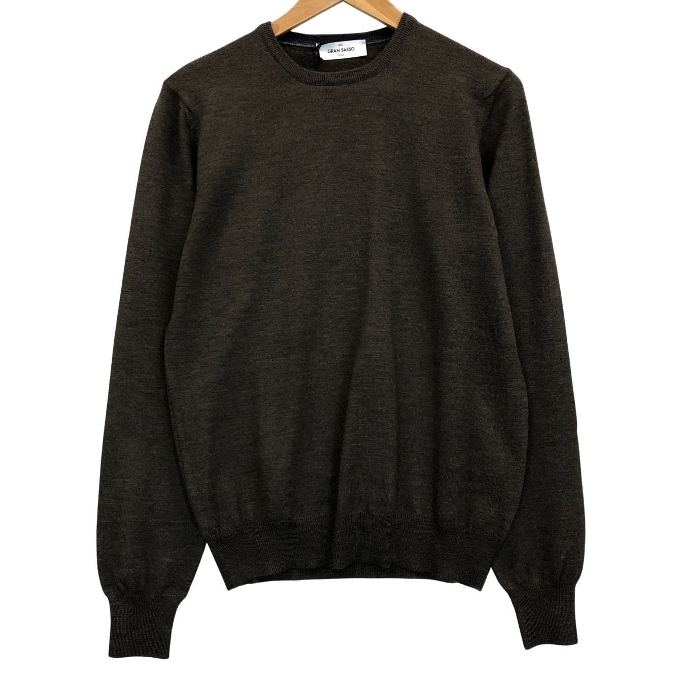 極美品◆グランサッソ クルーネックニット グレー サイズ46 GRAN SASSO 【AFB7】