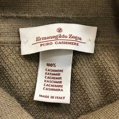 美品◆エルメネジルドゼニア ポロシャツ ニット カシミヤ100% ベージュ系 サイズ50 メンズ Ermenegildo Zegna 【AFB41】