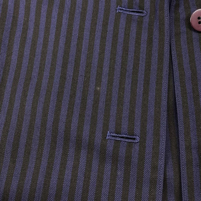 美品◆イッセイミヤケ 80S 筆タグ 変形ジャケット ストライプ ネイビー系 メンズ サイズM ISSEY MIYAKE 【AFB14】