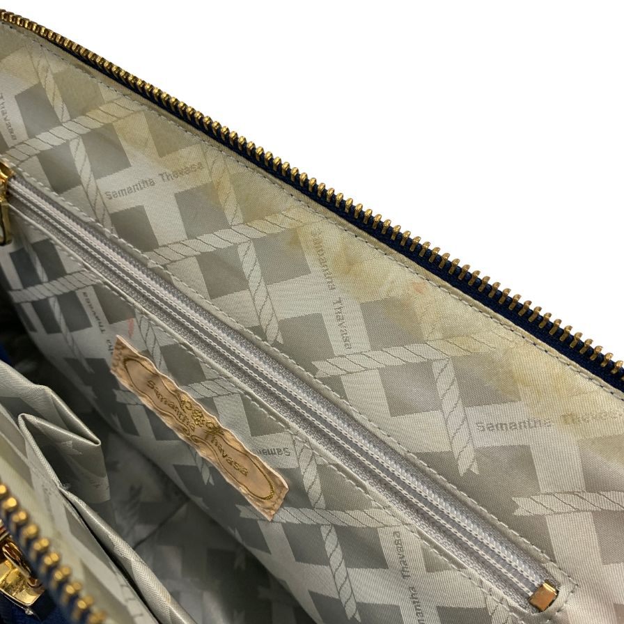 サマンサタバサ ハンドバッグ レザー アゼル ゴールド金具 南京錠 ショルダーバッグ切替 レディース ブルー Samantha Thavasa【AFE11】