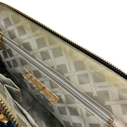 サマンサタバサ ハンドバッグ レザー アゼル ゴールド金具 南京錠 ショルダーバッグ切替 レディース ブルー Samantha Thavasa【AFE11】