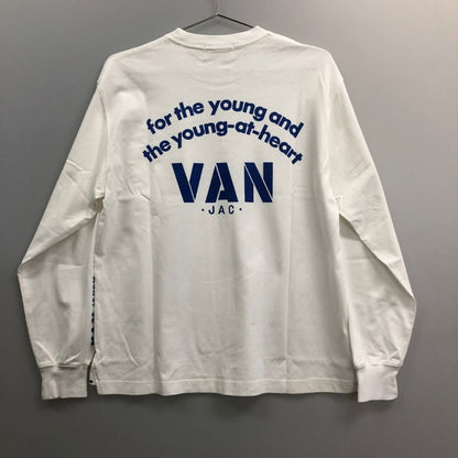 極美品◆ヴァンヂャケット ロングスリーブTシャツ バックロゴ ホワイト×ネイビー サイズM VAN 【AFB29】