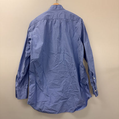 美品◆トキアリ TOKIARI ダブルボタンカラー 長袖シャツ 日本製 メンズ 2 ブルー 時在服飾設計 【AFB3】