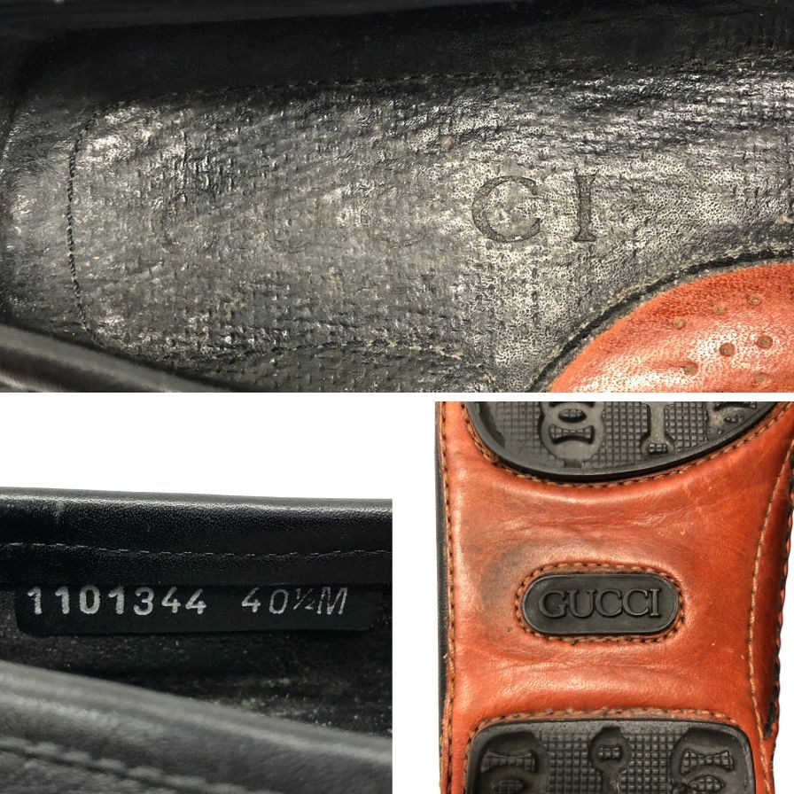 グッチ ドライビングシューズ ビットローファー カーフ ブラック サイズ40.5 メンズ GUCCI 約25.5cm【AFC47】