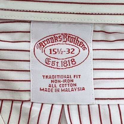 美品◆ブルックスブラザーズ シャツ 長袖 ストライプ 綿 メンズ ボルドー サイズ15.5 Brooks Brothers 【AFB3】