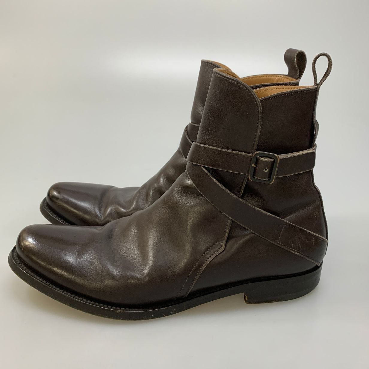 ジルサンダー ハーネスブーツ レザー ブラック メンズ サイズ8 JIL SANDER 約27.0cm【AFC19】