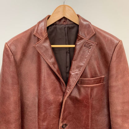中古◆シーブリュームス レザージャケット ハーフコート 3B シングル 牛皮 サイズ38 レッド系 C.brumes 【AFG1】