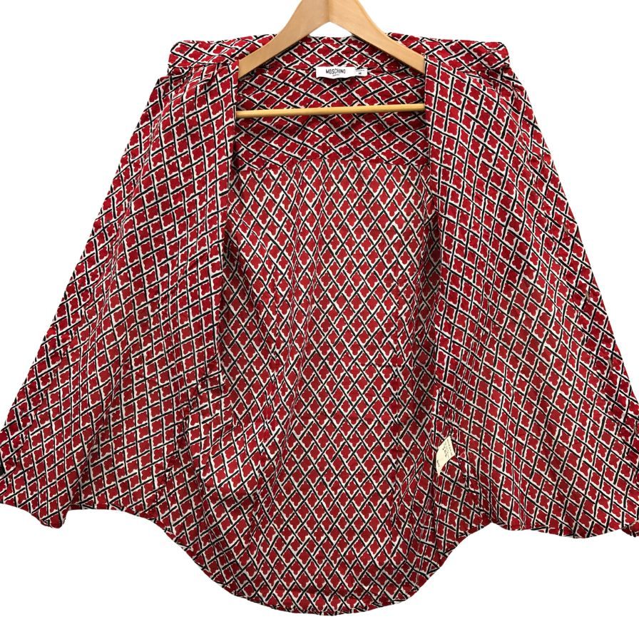 中古◆モスキーノ 半袖 柄シャツ レディース  サイズM  レッド  MOSCHINO 【AFB29】