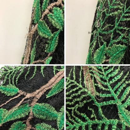 極美品◆タダシショージ ドレス レーヨン 葉っぱ柄 刺繍  レース レディース ブラック サイズ2 総柄 TADASHI SHOJI 【AFB4】