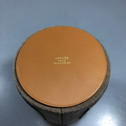 エルメス ペン立て フォリオ フェルト レザー 刻印 小物入れ ベージュ オレンジ HERMES【AFI20】【中古】