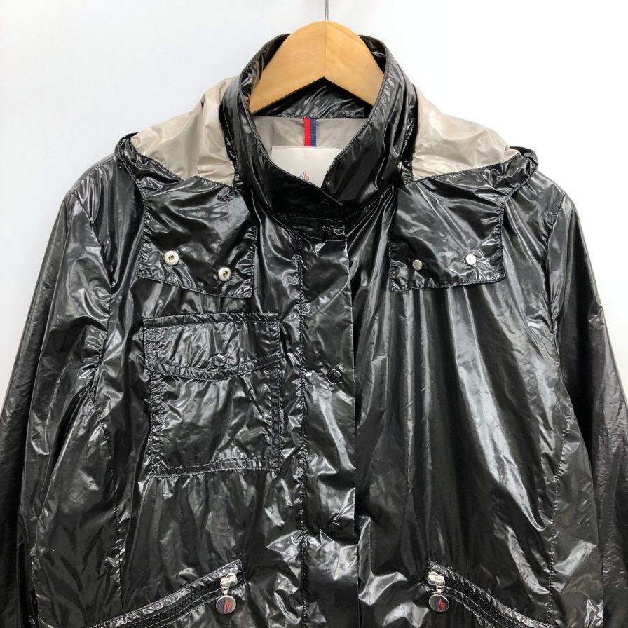 中古◆モンクレール ナイロンフーディージャケット MATERIAL STOFF ハンガリー製 レディース サイズ5 ブラック MONCLER 【AFB17】