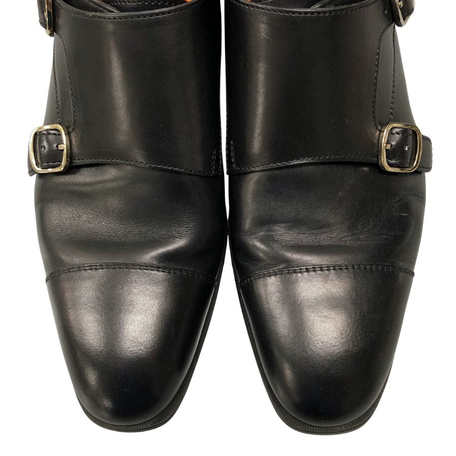 サントーニ レザーシューズ ダブルモンク 14445 メンズ サイズ5.5 ブラック Santoni 約24.5cm【AFD7】
