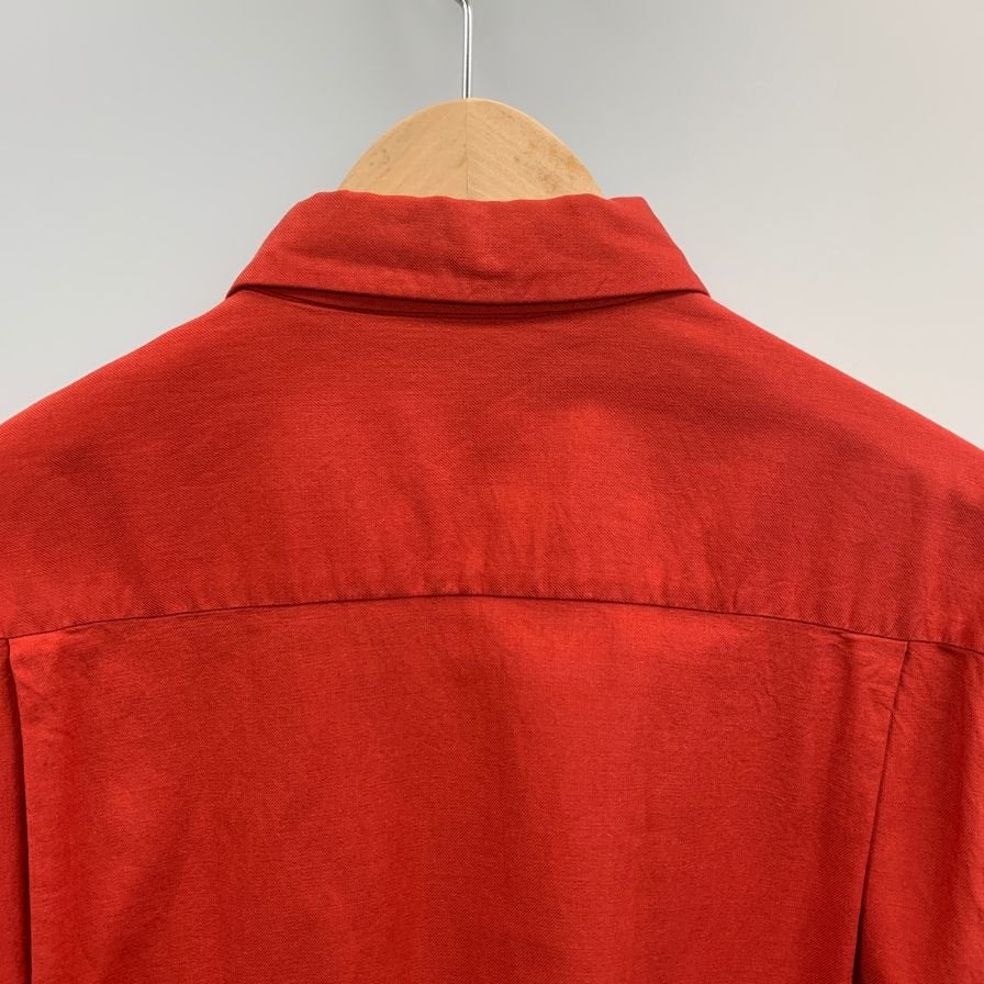 美品◆アロー 50S 長袖開襟シャツ ヴィンテージ 盾タグ SANFORIZED レッド レーヨン混 メンズ サイズ15 ARROW 【AFB41】