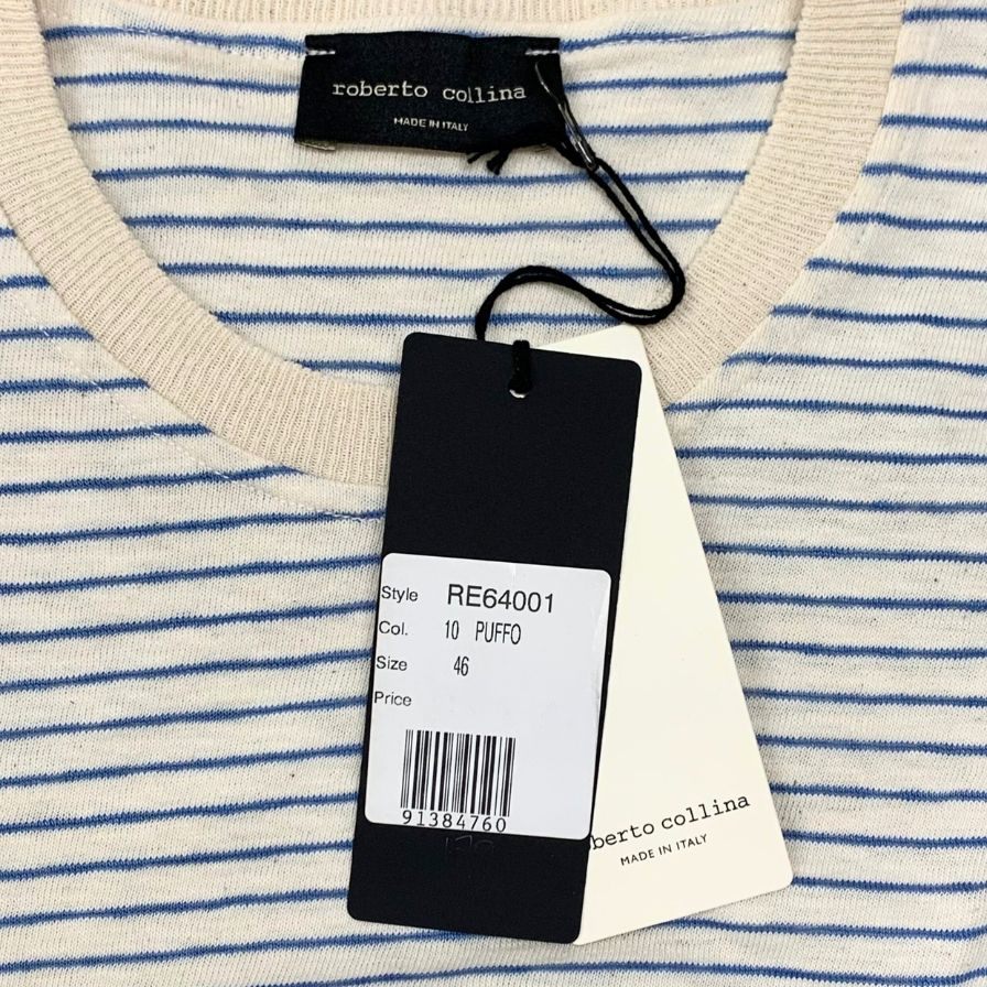 未使用◆ロベルトコリーナ クルーネックロングTシャツ ブルーグラデ メンズ 46サイズ Roberto Collina 【AFB23】